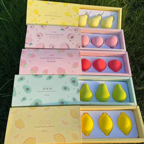 Custom Fun Fruit Makeup Blender Foundation Puff Beauty Sponge 3 pcs set