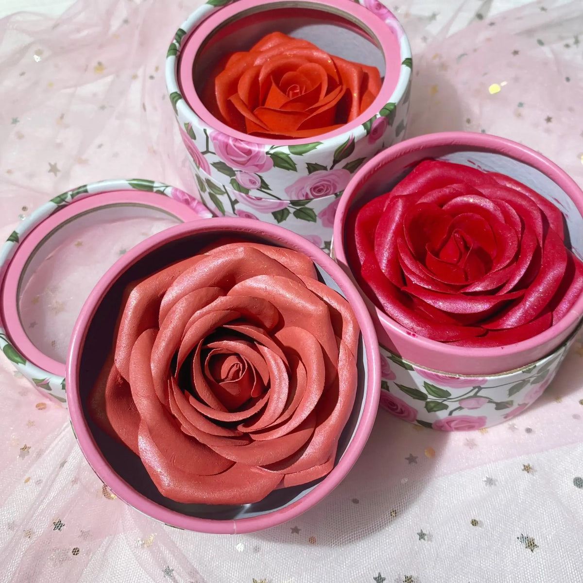 Custom 3D Rose Petal Blush Highlighter Flower, Cheek Shimmer Blusher Tint Rose Blush 4 Shades