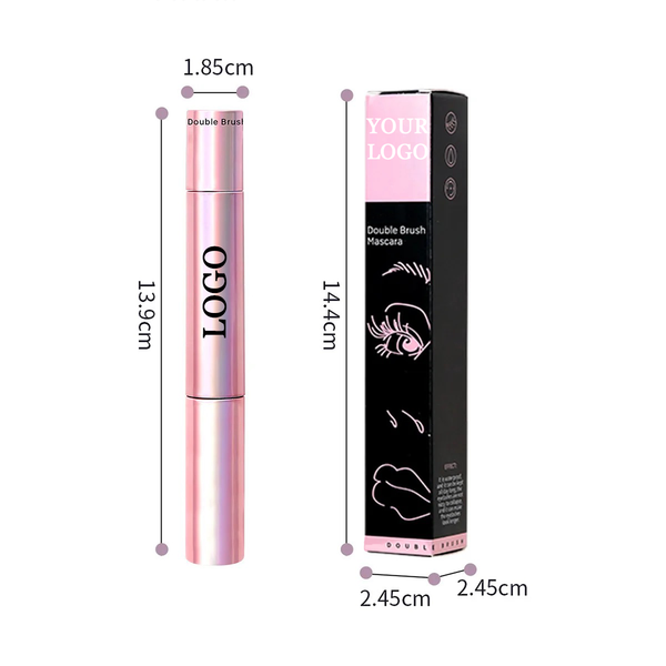 Waterproof Long Lasting Rose Gold Hold Double Head 2-in-1 Lengthening Thickening Long Fiber Luxurious Mascara