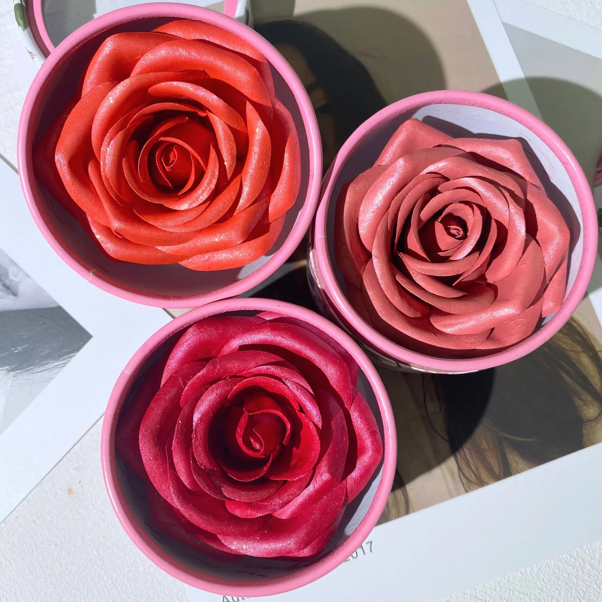 Custom 3D Rose Petal Blush Highlighter Flower, Cheek Shimmer Blusher Tint Rose Blush 4 Shades