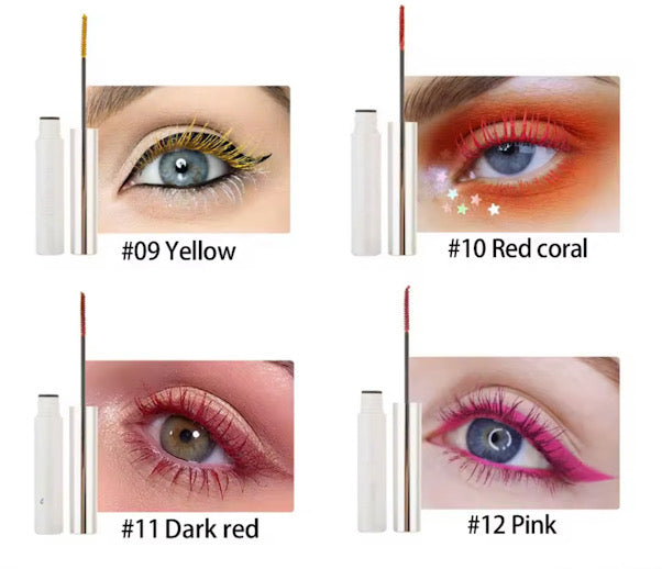 Pop of Color High Pigmented Waterproof Eyelash Curling, Lengthening Multicolor Mascara 12 Shades