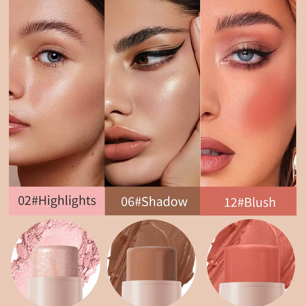 Custom Beige High Pigmented Waterproof Twist Blush, Contour, Bronzer, Highlighter Stick