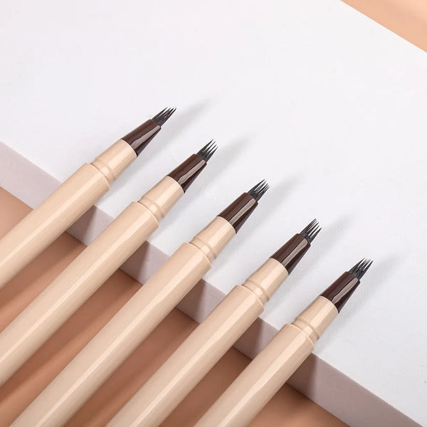 Custom Beige Packaging, Waterproof, Sweat Resistant, Natural, Ultra Precise, Fine Brush, 4 Micro-Fork Tip Applicator, Eyebrow Pencil. 6 Shades