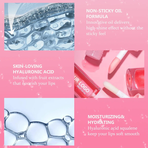 Pink Non-Sticky Nourishing Natural Shine Tinted Moisturizing Hydrating Juicy Lip Oil