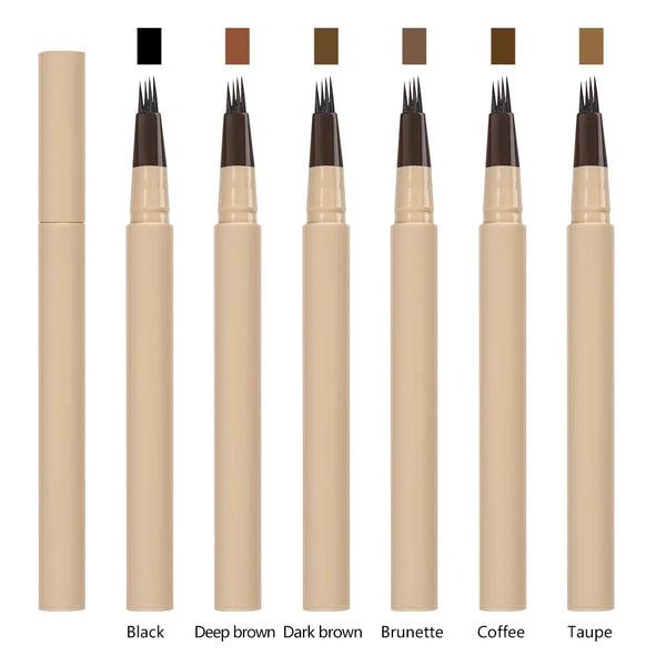 Custom Beige Packaging, Waterproof, Sweat Resistant, Natural, Ultra Precise, Fine Brush, 4 Micro-Fork Tip Applicator, Eyebrow Pencil. 6 Shades