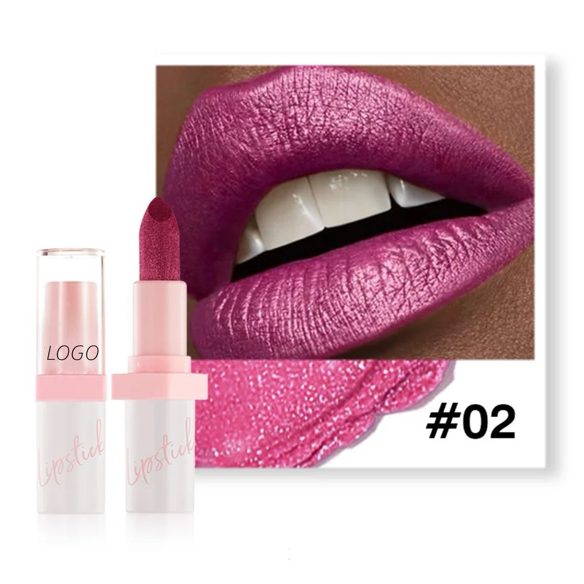 24 Hour Long Lasting Shiny Lipstick, Glitter Shimmer Metallic Lipstick