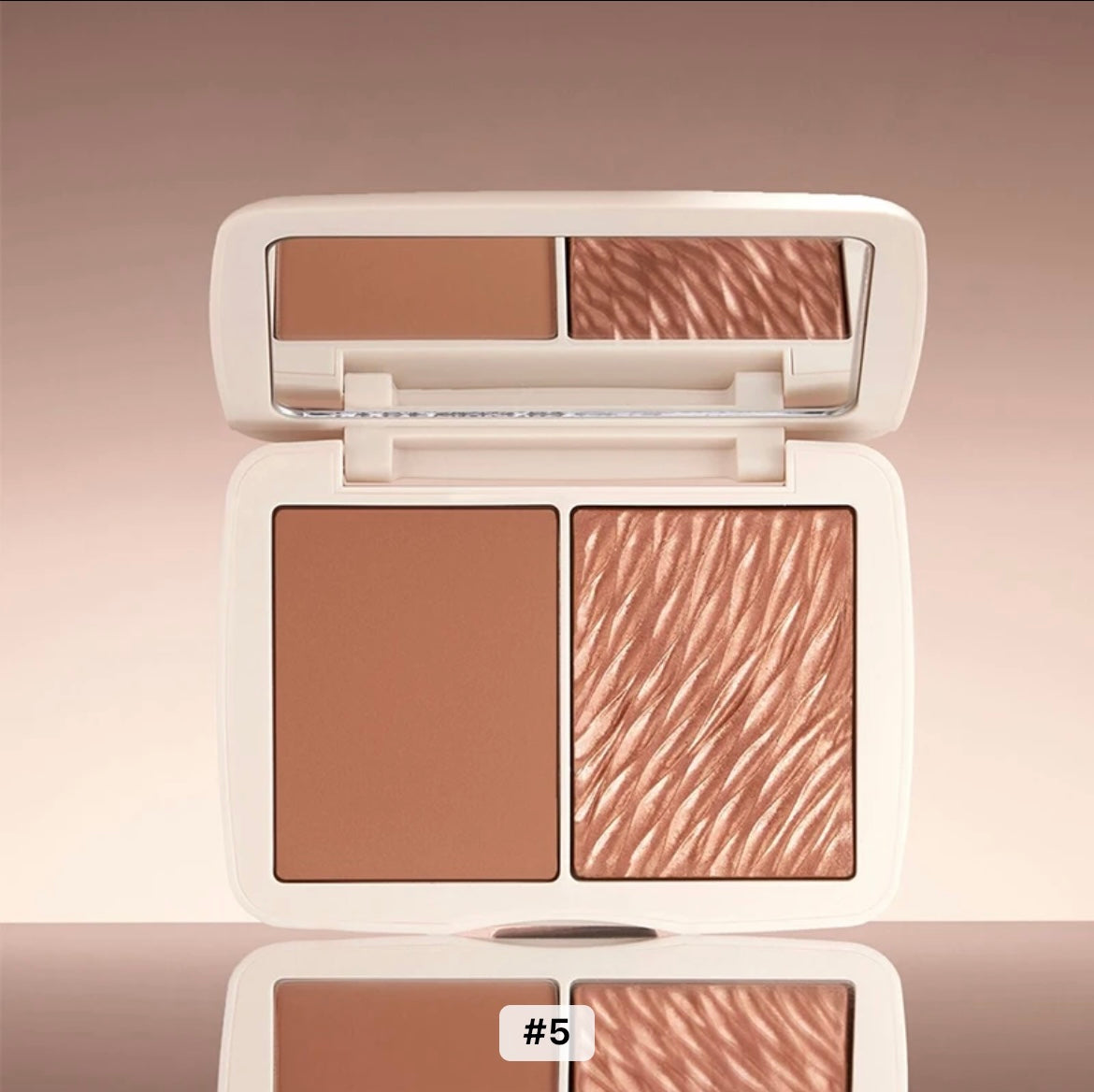 2-in-1 Matte Blush and Shimmer Highlighter Duo, Cream Powder Highlighter Palette