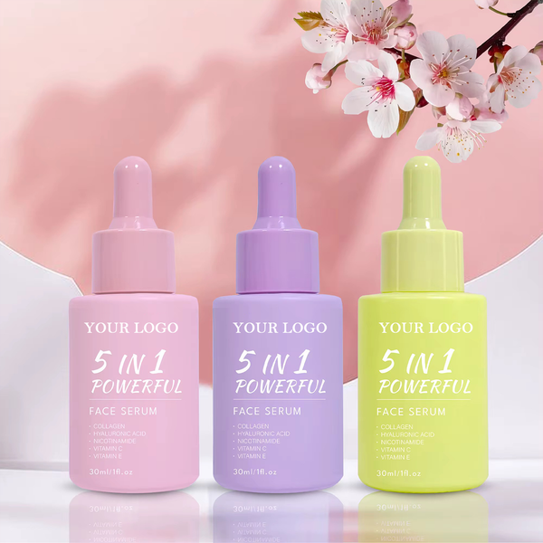 Skin Care Serum Facial 5 in 1 Whitening Anti Age Face Serum with Collagen Hyaluronic Acid Nicotinamide VC VE Serum 30ml