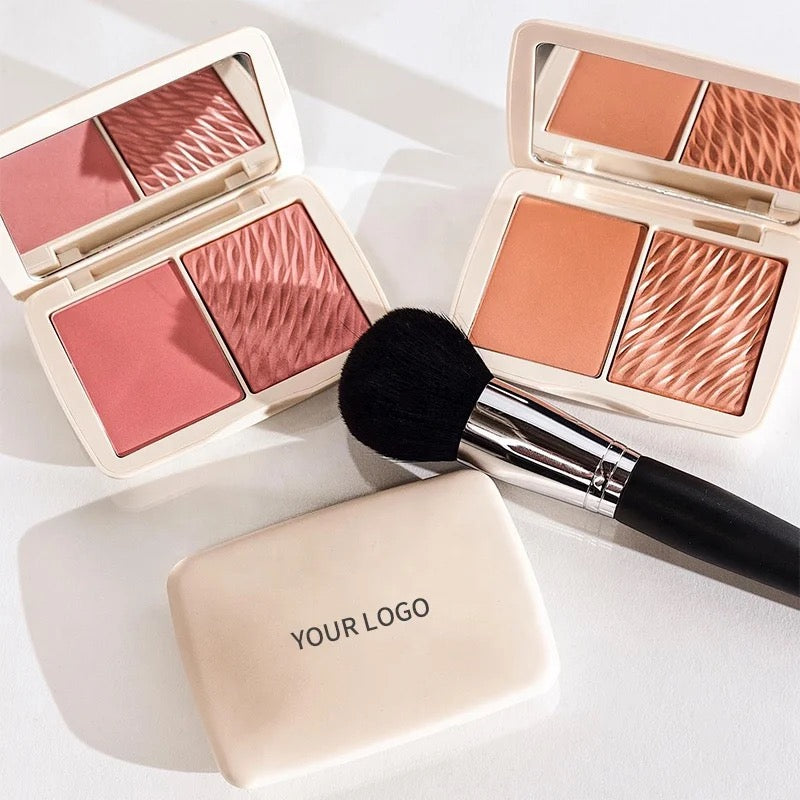 2-in-1 Matte Blush and Shimmer Highlighter Duo, Cream Powder Highlighter Palette