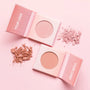 Custom Cute Pink Square Inner Round Pressed Powder High Pigmented Single Blush/ Contour Bronzer Palette 20 Shades