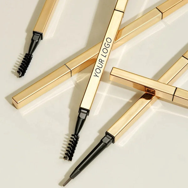 Gold Eyebrow Liner With Brush, Ultra Thin Waterproof Cream Brow Pencil 4 Shades