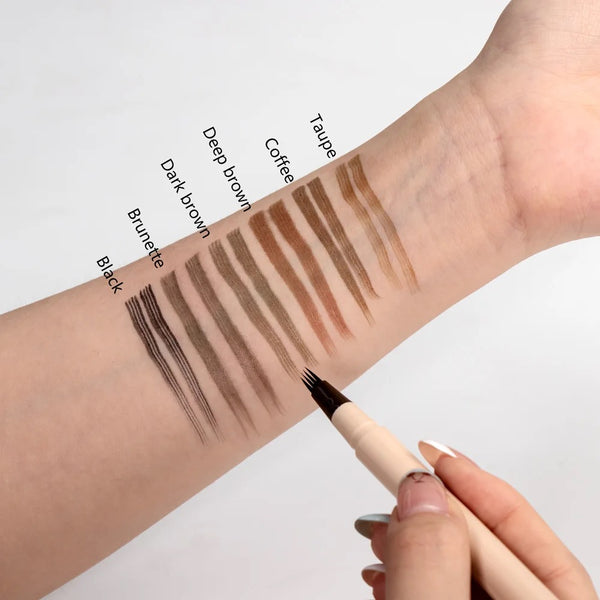 Custom Beige Packaging, Waterproof, Sweat Resistant, Natural, Ultra Precise, Fine Brush, 4 Micro-Fork Tip Applicator, Eyebrow Pencil. 6 Shades
