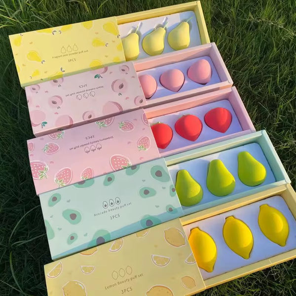 Custom Fun Fruit Makeup Blender Foundation Puff Beauty Sponge 3 pcs set