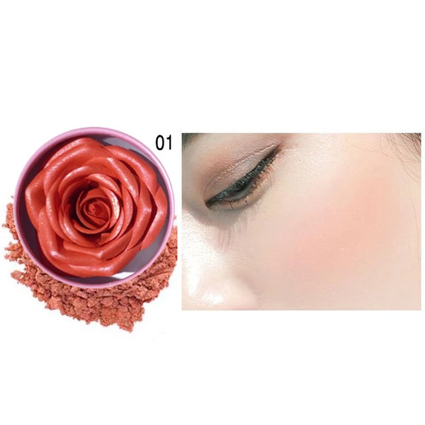 Custom 3D Rose Petal Blush Highlighter Flower, Cheek Shimmer Blusher Tint Rose Blush 4 Shades