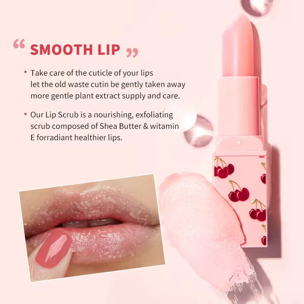 Custom Pink Kawaii Cherry Lip Duo, Exfoliating, Nourishing Lip Sets, Lip Scrub Stick & Lip Oil Kit Vegan, Cruelty Free