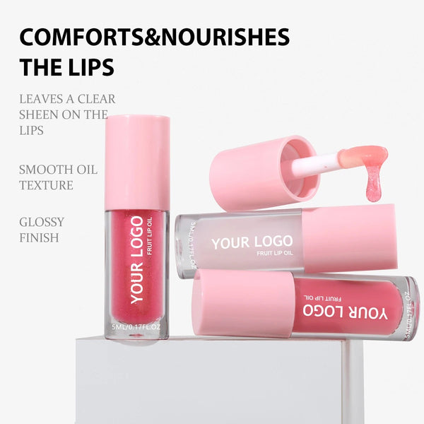 Pink Non-Sticky Nourishing Natural Shine Tinted Moisturizing Hydrating Juicy Lip Oil
