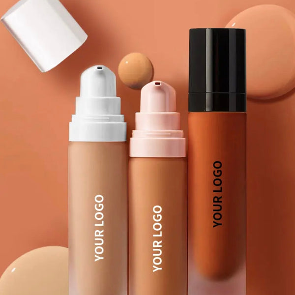 Black Pump Bottle Matte Cream Foundation 30ml Full Coverage Makeup Base, Long Lasting Waterproof Concealer, Custom Liquid Foundation 18 Shades