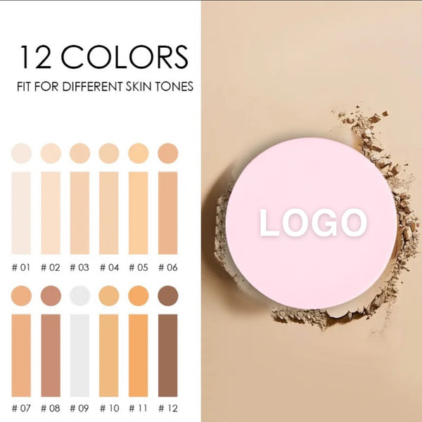 Pink Round Foundation Powder Concealer & Oil Control Antioxidant Compact Powder 12 Shades