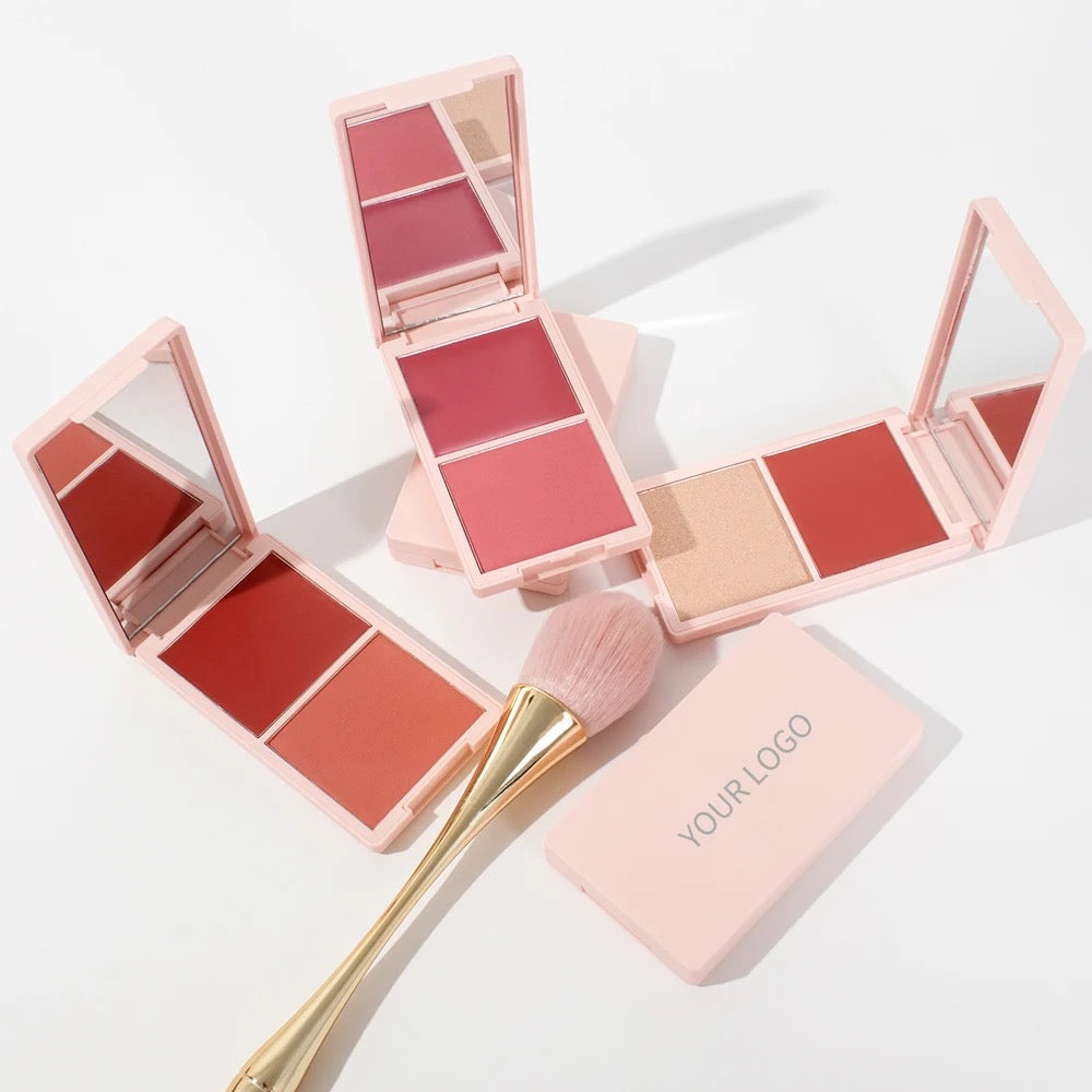 Long Lasting Cheek Lip Bronzer, Creamy Blush Palette, 2-in-1 Cream and Powder Blush Duo