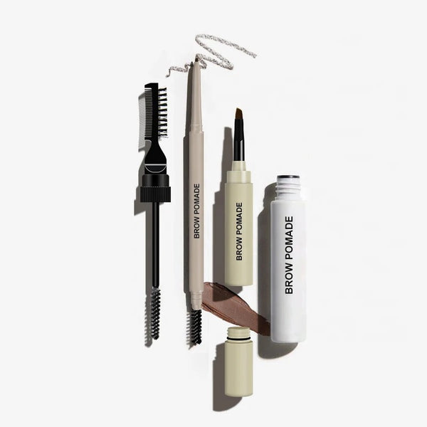 Waterproof Eyebrow Kits, Transparent Gel Wax Soap, Pencil with Brush Stencil Lift Pomade Set for Brows 4 Shades