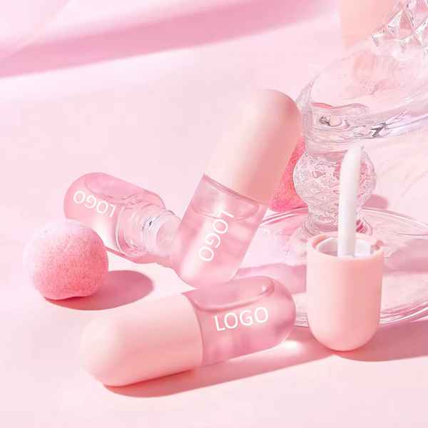 Custom Pink Crystal Stone Anti Lip Line, Moisturizing Transparent Plumping Lip Oil