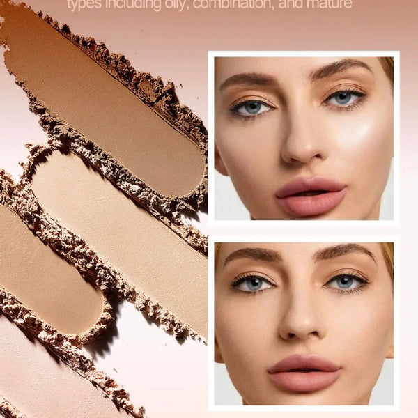 Custom Pink Light Powder Foundation Oil Control Waterproof Pressed Powder Long Lasting Concealing Natural Compact Powder