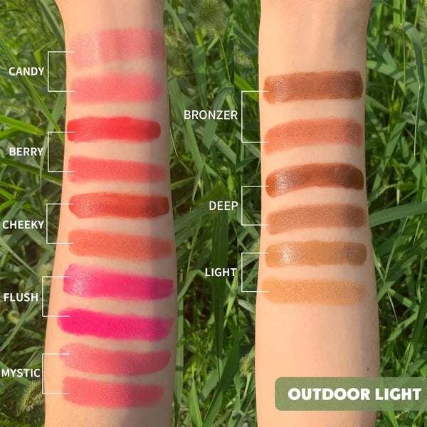 Long Lasting Cheek Lip Bronzer, Creamy Blush Palette, 2-in-1 Cream and Powder Blush Duo