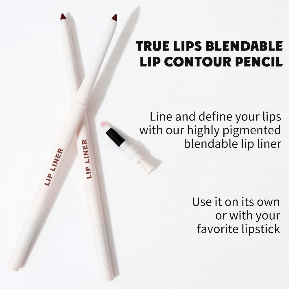 Waterproof White Retractable Creamy Lip Liner with Brush and Sharpener High Pigmented Lipliner Pencil