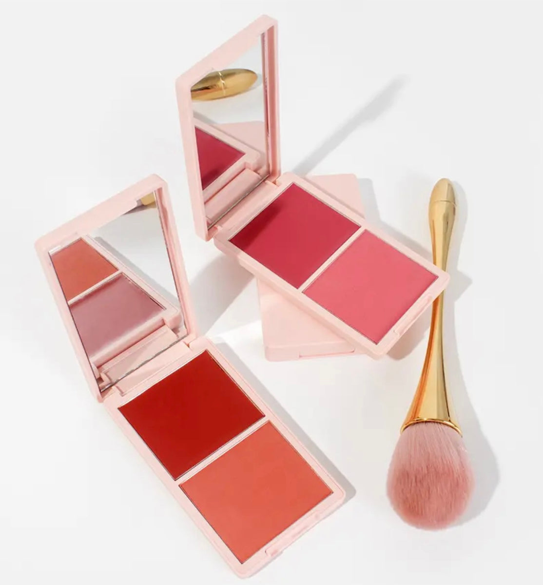 Long Lasting Cheek Lip Bronzer, Creamy Blush Palette, 2-in-1 Cream and Powder Blush Duo