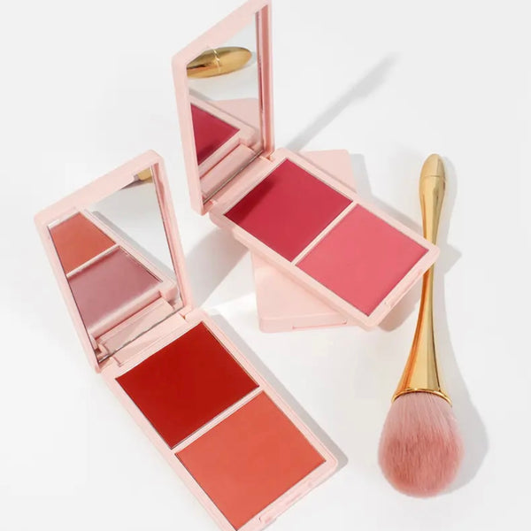 Long Lasting Cheek Lip Bronzer, Creamy Blush Palette, 2-in-1 Cream and Powder Blush Duo