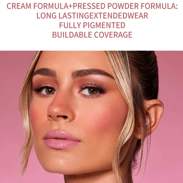 Long Lasting Cheek Lip Bronzer, Creamy Blush Palette, 2-in-1 Cream and Powder Blush Duo