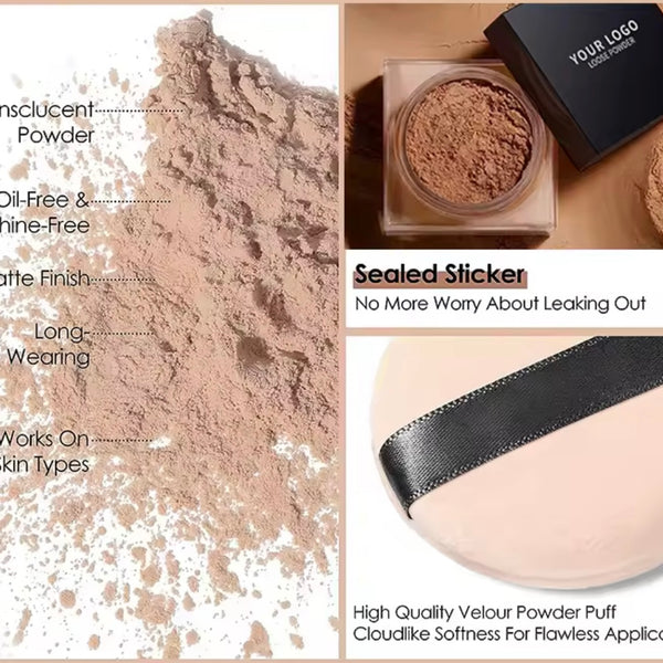 Custom Pink Packaging Long Lasting Sweat proof Waterproof Translucent Loose Setting Powder Oil Control Finishing Powder