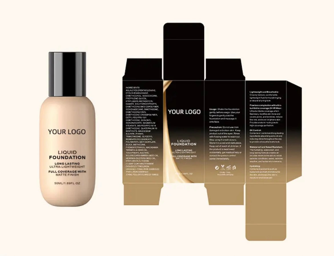 Custom Liquid Foundation Makeup Brush Kit, SPF Full Coverage Waterproof Concealer  Foundation Makeup with Brush