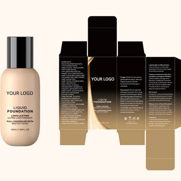 Custom Liquid Foundation Makeup Brush Kit, SPF Full Coverage Waterproof Concealer  Foundation Makeup with Brush