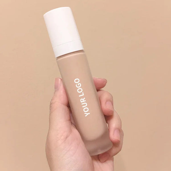 Black Pump Bottle Matte Cream Foundation 30ml Full Coverage Makeup Base, Long Lasting Waterproof Concealer, Custom Liquid Foundation 18 Shades
