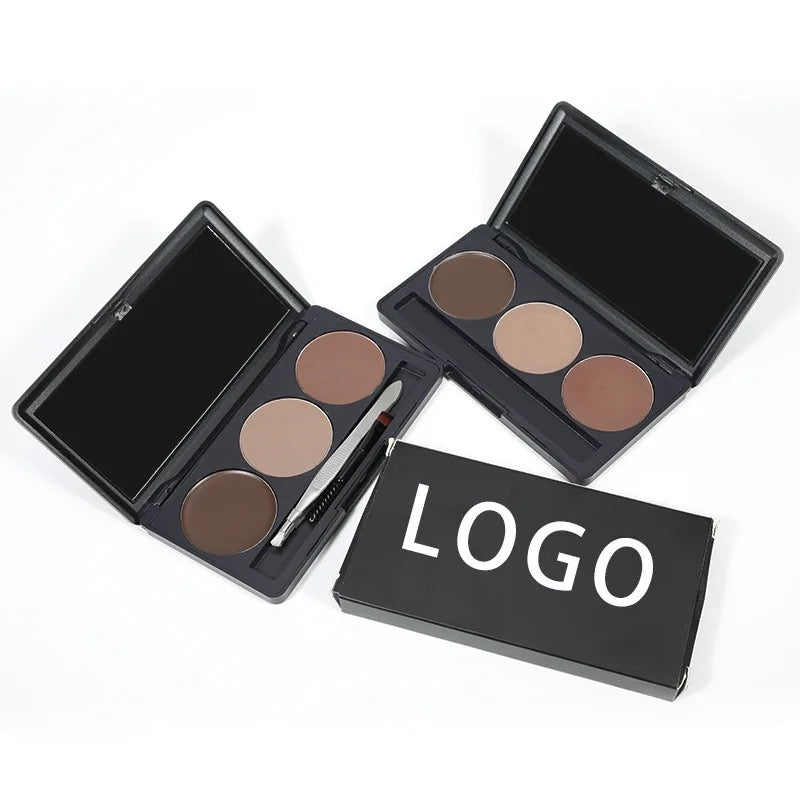 Professional 3 Shade Eyebrow Powder Pigments Waterproof Eyebrow Stencils Enhance Powder Shaping Makeup Palette , Eyebrow Powder, Stencils, Tweezers and 2-in-1 Spoolie Brush
