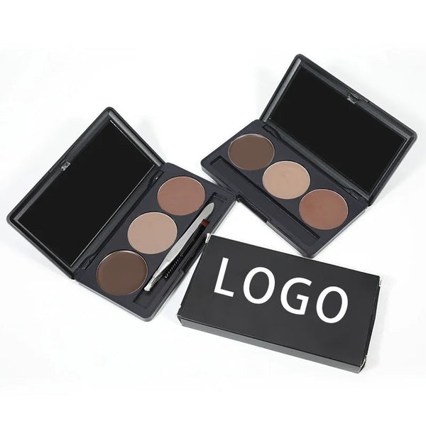 Professional 3 Shade Eyebrow Powder Pigments Waterproof Eyebrow Stencils Enhance Powder Shaping Makeup Palette , Eyebrow Powder, Stencils, Tweezers and 2-in-1 Spoolie Brush