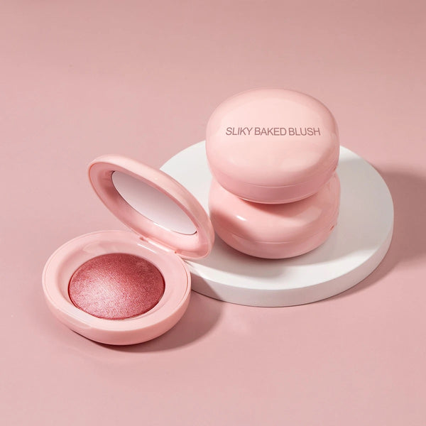 Custom Cute Pink Single Tint Palette, High Pigment Pressed Powder, Luminous Silky Baked Highlighter Blush. 8 Shades