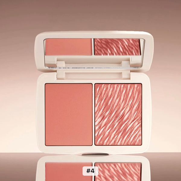 2-in-1 Matte Blush and Shimmer Highlighter Duo, Cream Powder Highlighter Palette