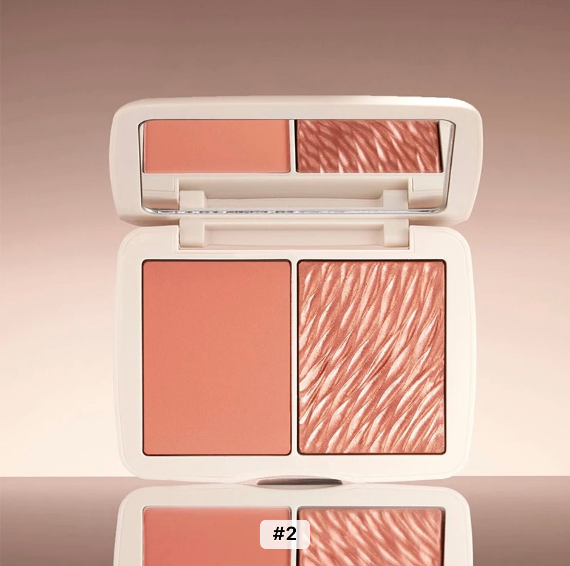 2-in-1 Matte Blush and Shimmer Highlighter Duo, Cream Powder Highlighter Palette