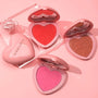 Custom Pink Heart-Shaped Blush, Compact Pressed Powder High Pigmented Shimmer/Matte Sweetheart Love Blush. 6 Shades