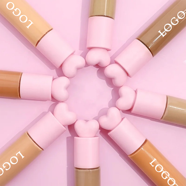 Custom Cute Pink Heart Shaped Full Waterproof Coverage Long Lasting Matte SPF20 Liquid Foundation 30 Shades