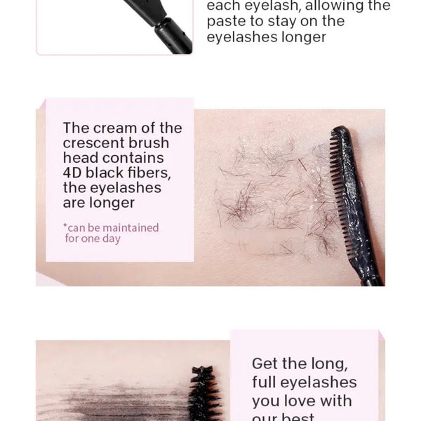 Waterproof Long Lasting Rose Gold Hold Double Head 2-in-1 Lengthening Thickening Long Fiber Luxurious Mascara