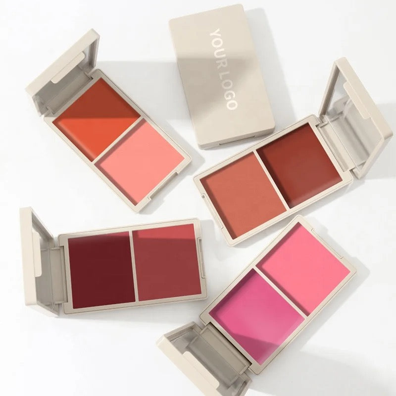 Long Lasting Cheek Lip Bronzer, Creamy Blush Palette, 2-in-1 Cream and Powder Blush Duo