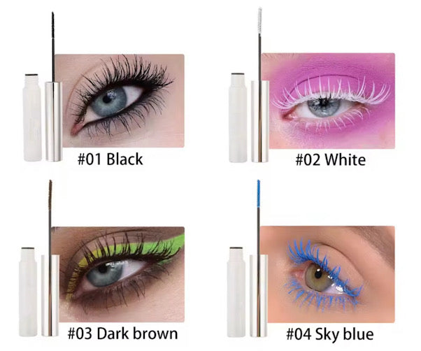 Pop of Color High Pigmented Waterproof Eyelash Curling, Lengthening Multicolor Mascara 12 Shades