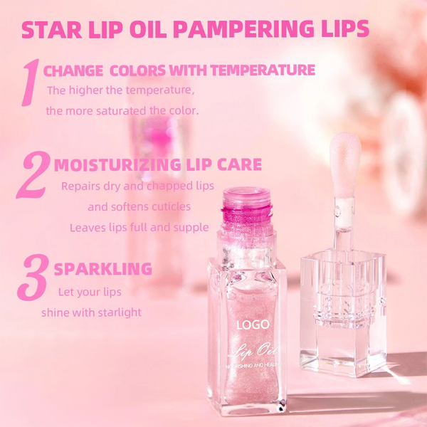 Clear Plumping Lipgloss, Moisturizing Fruity Tinted Color Changing Lip Oil