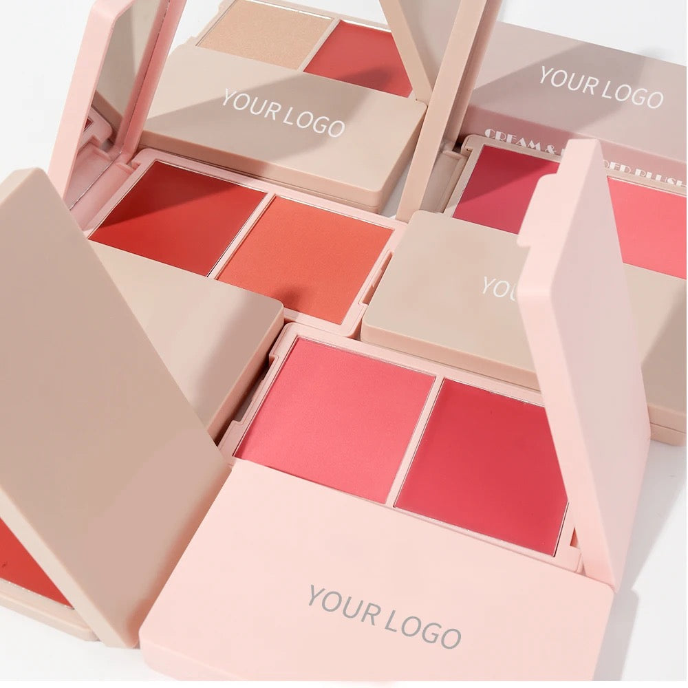 Long Lasting Cheek Lip Bronzer, Creamy Blush Palette, 2-in-1 Cream and Powder Blush Duo