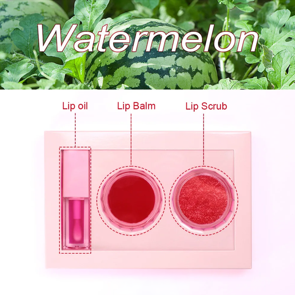 Nourishing, Moisturizing and Exfoliating Lip Care Trio, Organic Collagen Sugar Lip Scrub, Hydrating Lip Mask and Lip Oil Kit, Lip Care Set 7 Flavors