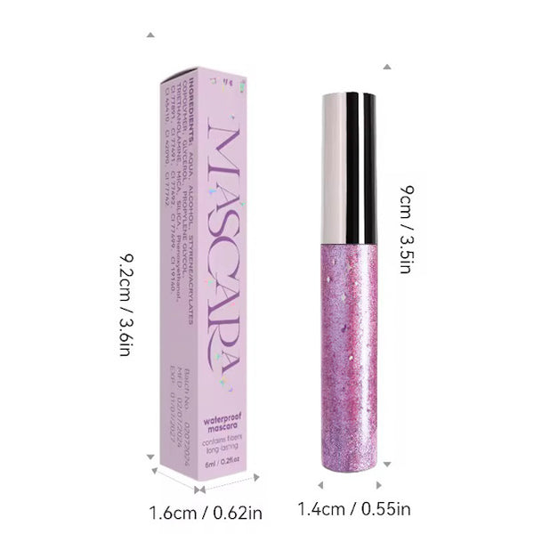 Waterproof Long Lasting High Pigmented/ Sparkle Glitter Colored Mascaras 7 Colors