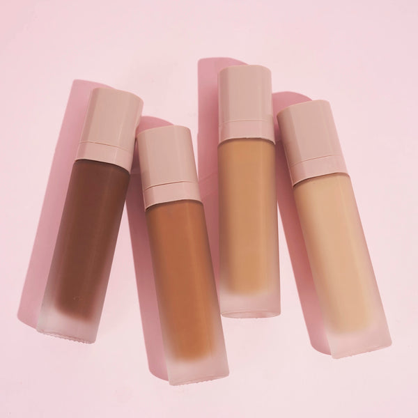 Black Pump Bottle Matte Cream Foundation 30ml Full Coverage Makeup Base, Long Lasting Waterproof Concealer, Custom Liquid Foundation 18 Shades